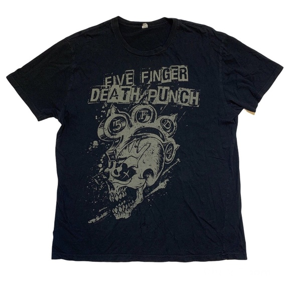 Five Finger Death Punch 5FDP FFDP Heavy Metal Rock Concert Black T-Shirt L/M - Picture 1 of 9